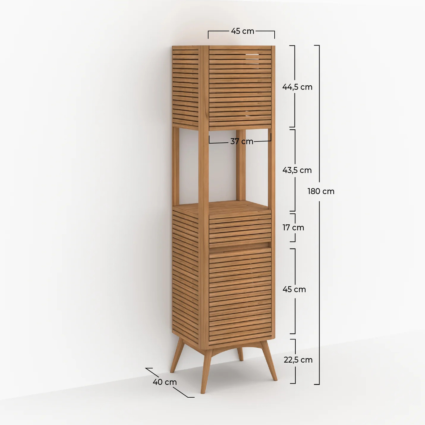 Colonne de salle de bain en bois de teck - Auguste