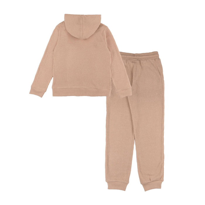 Tuta invernale da bambina in costina con cappuccio Leone 1947 Sporty Chic