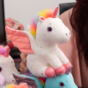 Peluche extra soffice e morbido. Design unicorno arcobaleno. 27 cm.