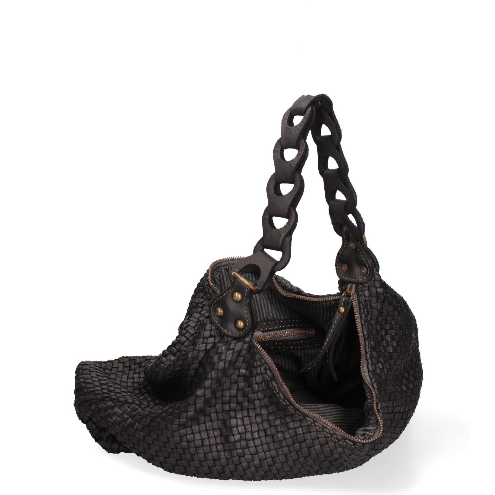 Borsa a spalla da donna In Vera pelle Made in Italy 46x33x15 cm