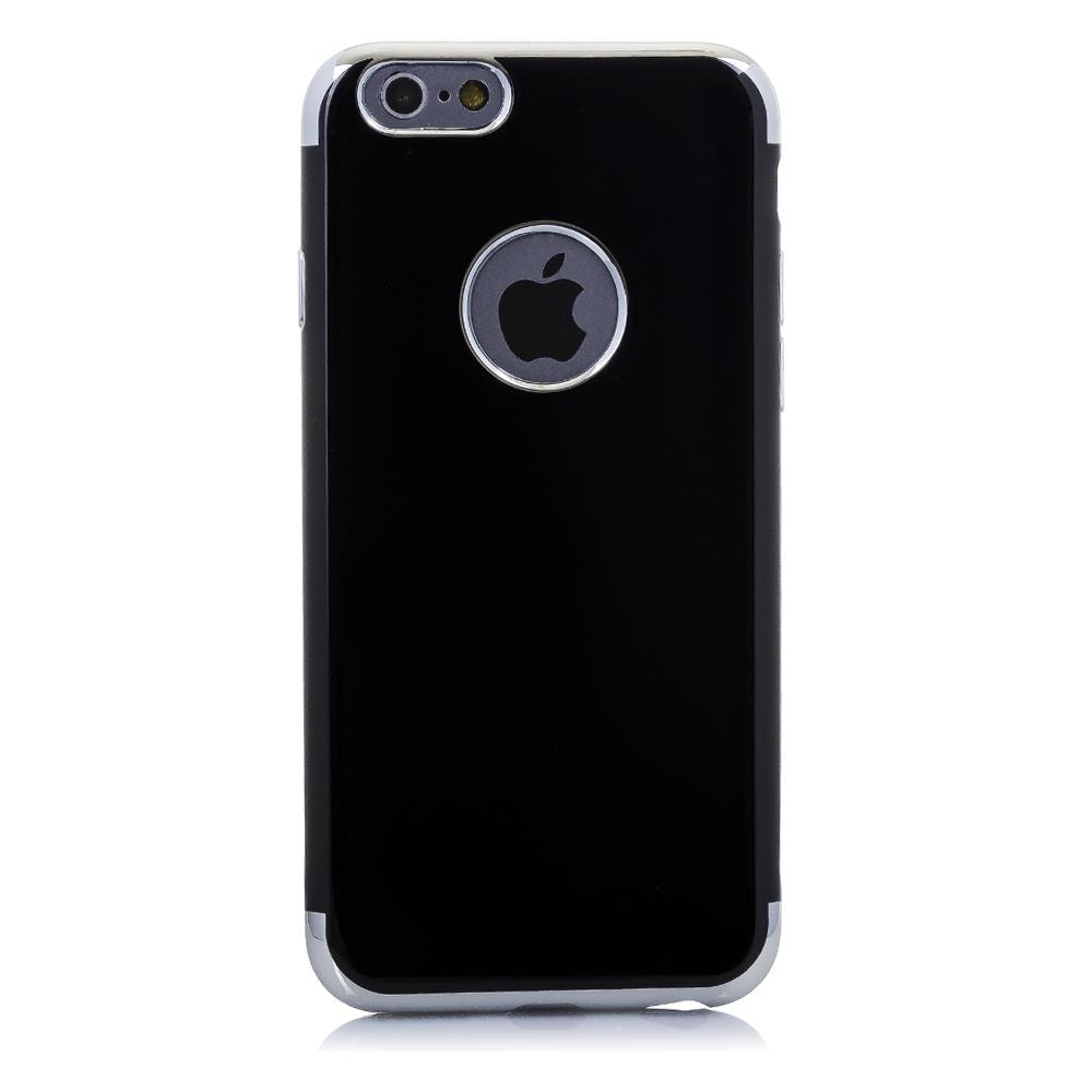 CARCASA EN NEGRO BRILLANTE CON BORDES METALIZADOS PARA IPHONE 6/6S PLUS