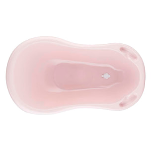 Bañera ergonómica con tapón, de 0 a 12 meses, 84 cm, rosa nórdico