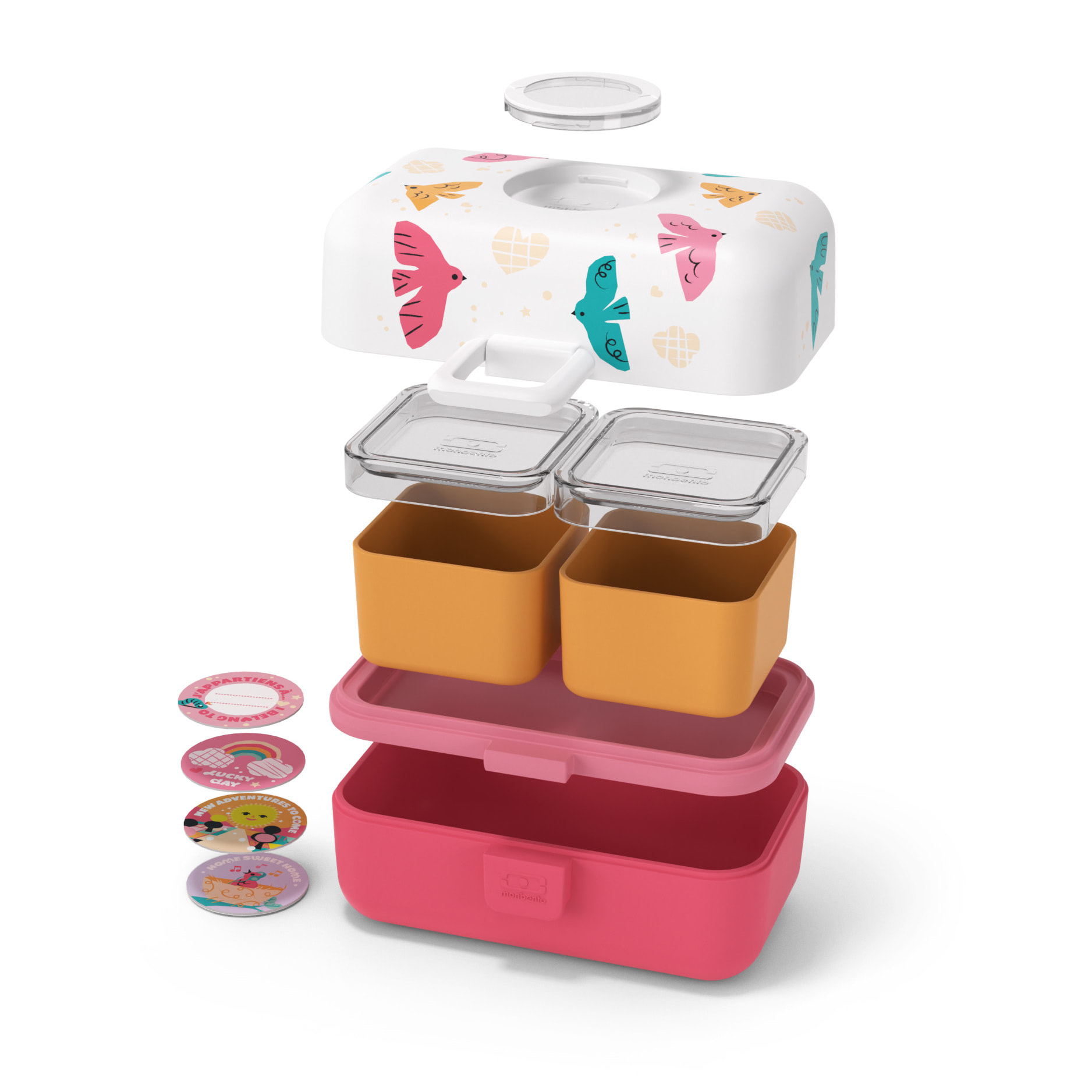 Lunch box à compartiments pour enfant Tresor 800ml Rose Birds
