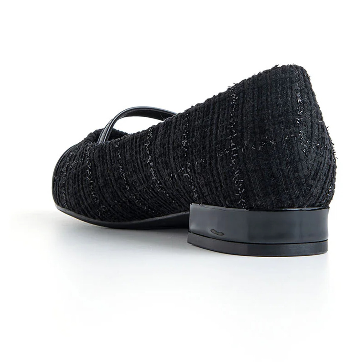 Ballerina a punta in bouclé - NERO