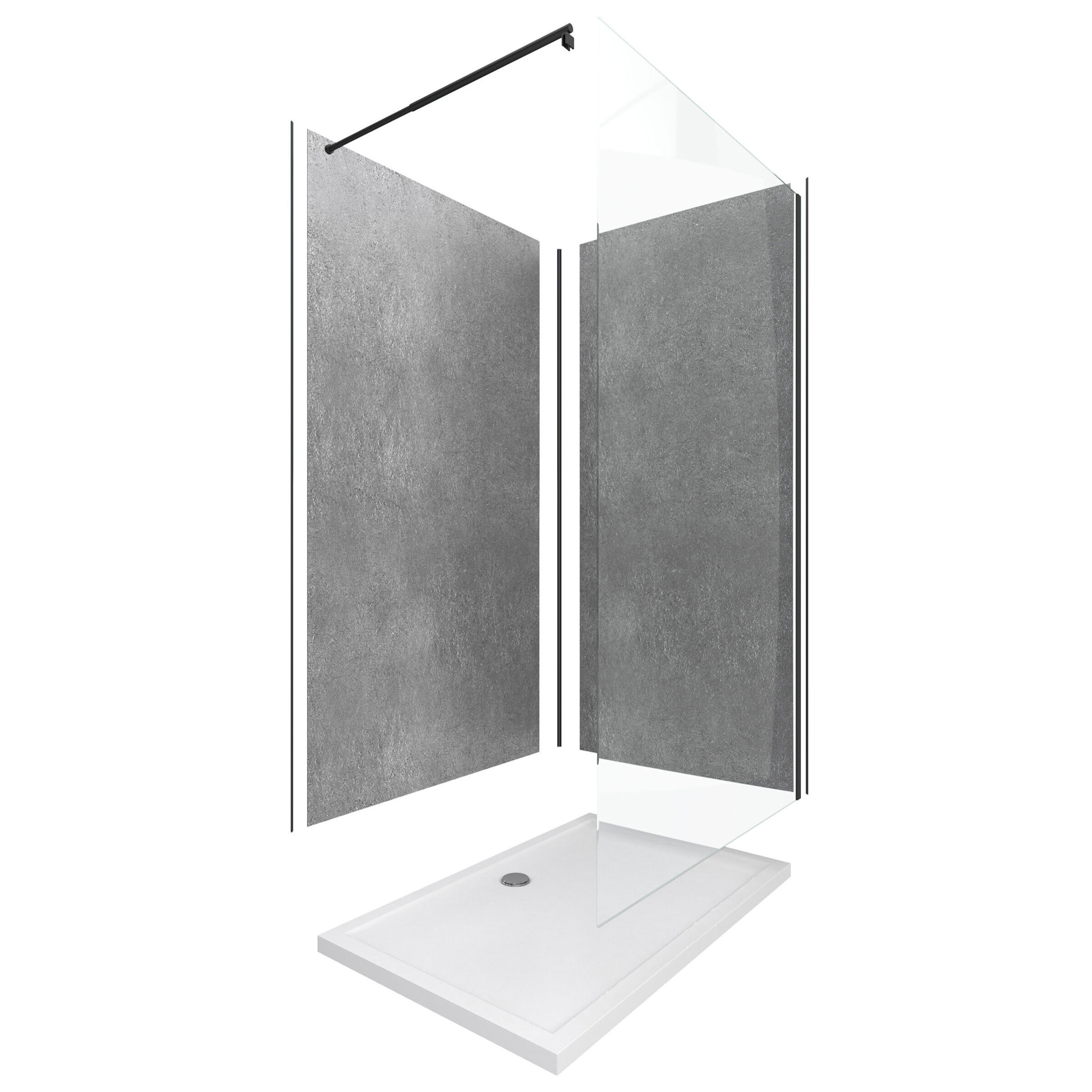 Pack douche à l'Italienne avec Receveur 120x90 + Paroi transparente + Panneaux muraux