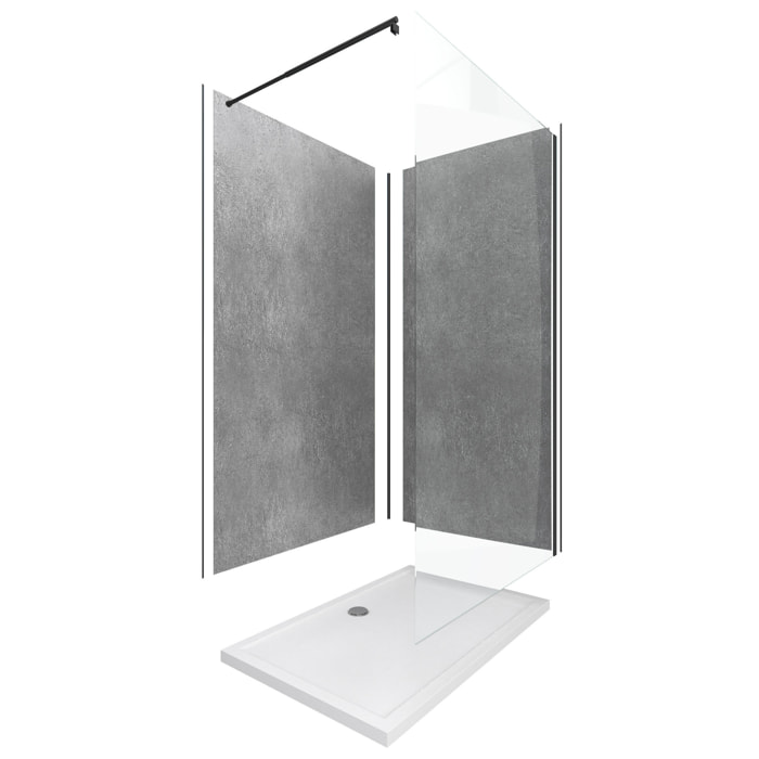 Pack douche à l'Italienne avec Receveur 120x90 + Paroi transparente + Panneaux muraux