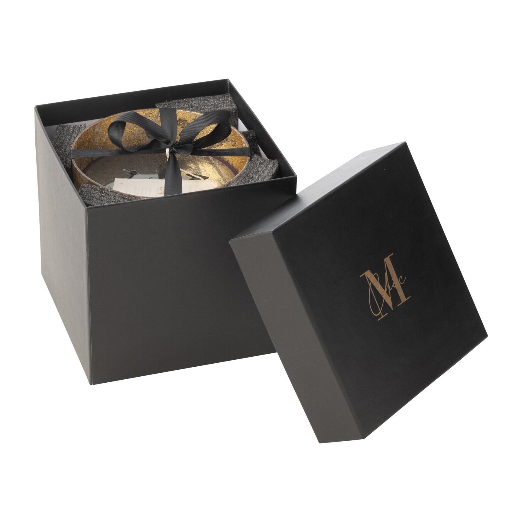 J-Line bougie parfumée M-Chic - Oud & Amber - verre - or/noir - medium - 80H