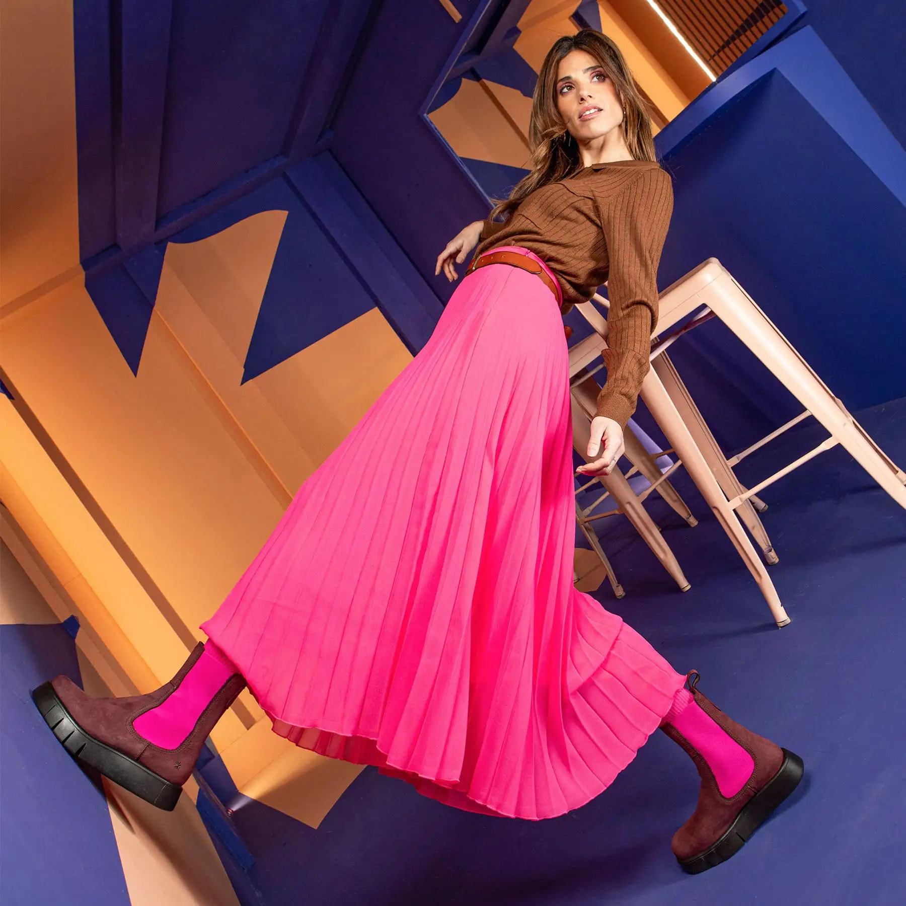 Botines 1345 NOBUCK BURDEOS-FUCSIA/ MALAGA color Burdeos-fucsia