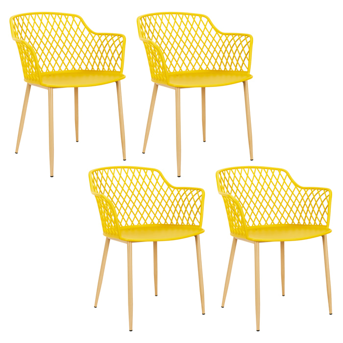 Fauteuil Exterieur Malaga Jaune - Lot De 4