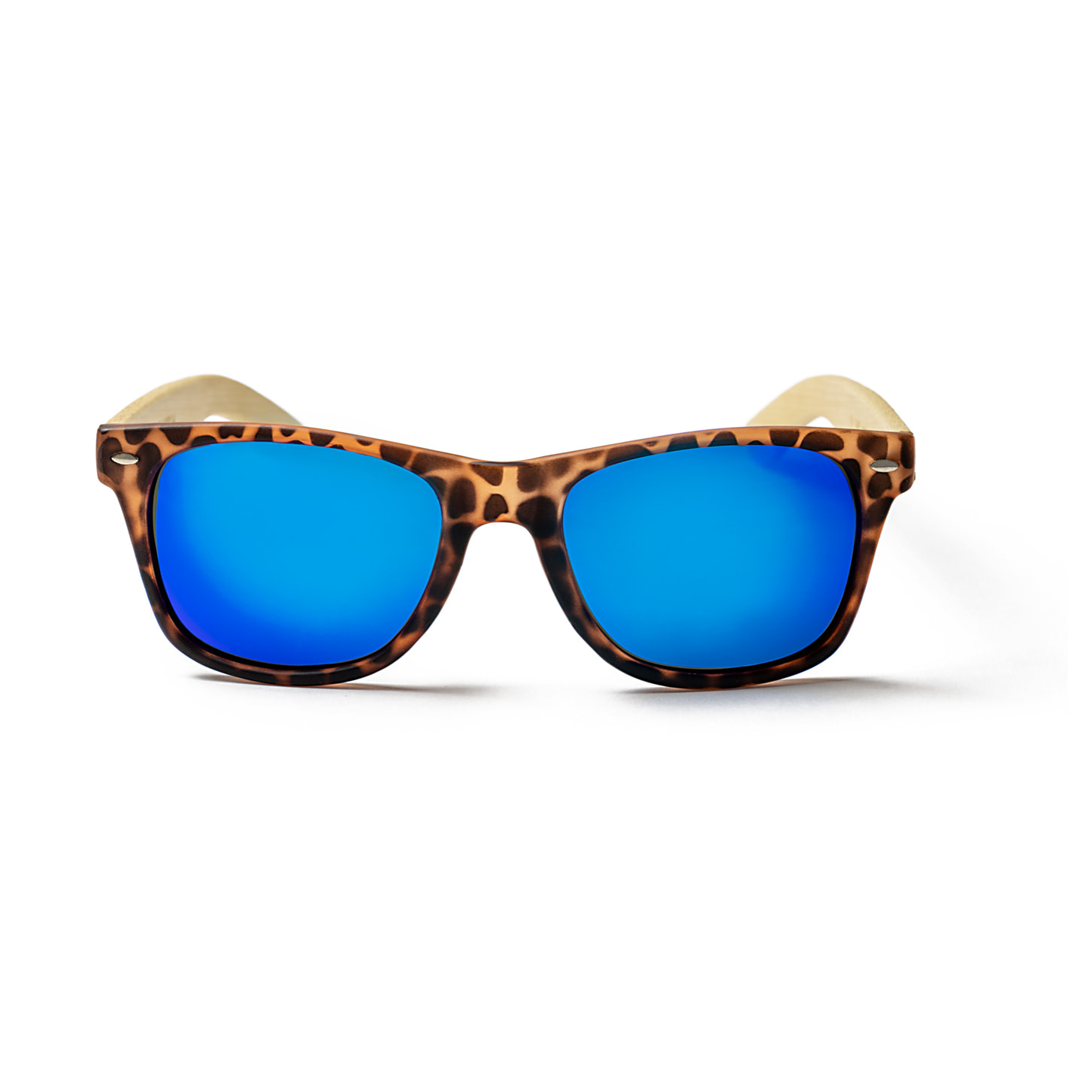 Gafas de sol OCEAN BEACH WOOD - Patilla de bambú con montura care / Revo azul