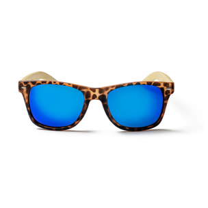 Gafas de sol OCEAN BEACH WOOD - Patilla de bambú con montura care / Revo azul