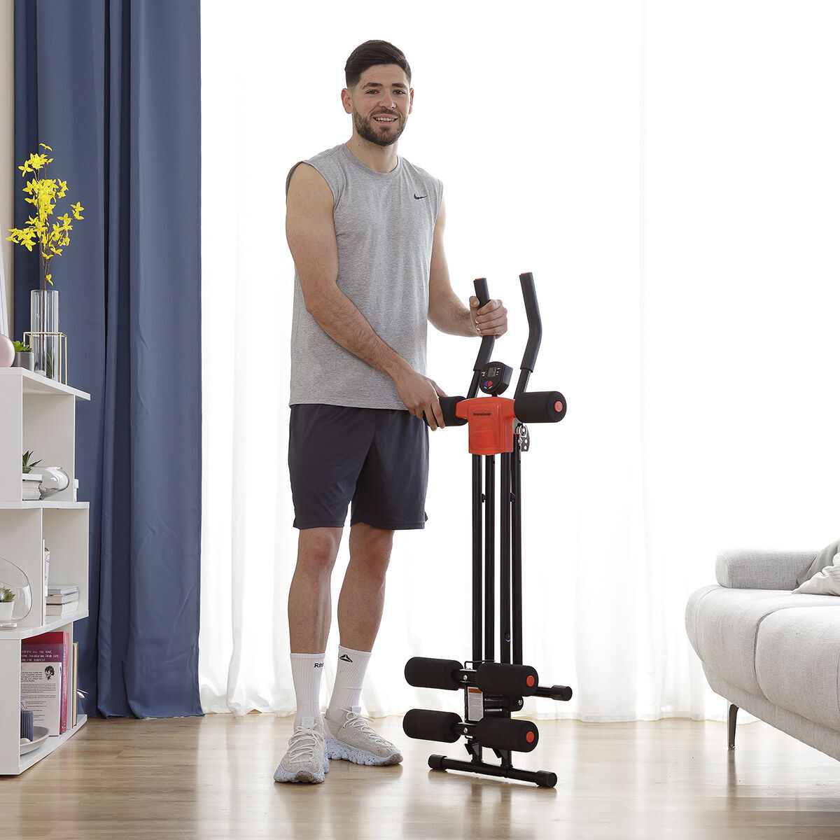 Pack Machine Abdominaux Pliable avec Guide d’Exercices et Gilet Sauna Sport Homme L InnovaGoods