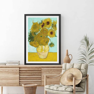 Affiche Les Tournesols par Vincent van Gogh Affiche sous cadre noir
