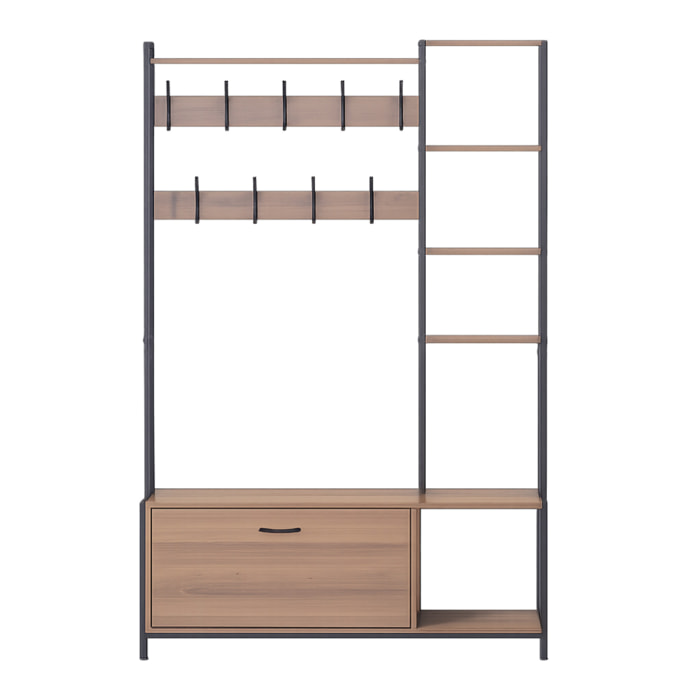 ASHANTI Meuble d'entrée 182x120cm noyer et noir