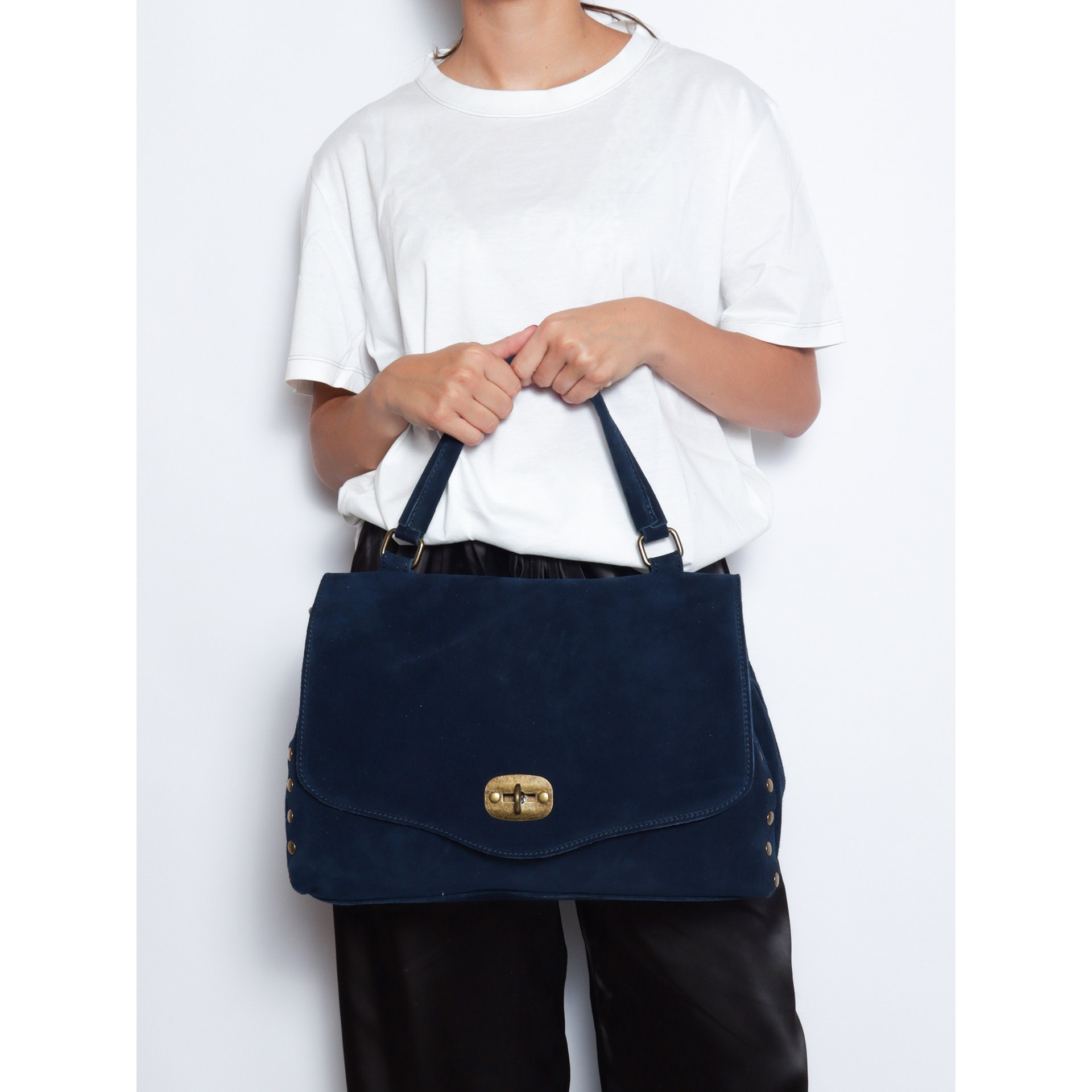 Borsa a mano da donna Made in Italy - Modello Zelia Elite - Pelle scamosciata - 37.0 x 22.0 x 15.0 cm