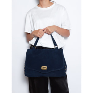 Borsa a mano da donna Made in Italy - Modello Zelia Elite - Pelle scamosciata - 37.0 x 22.0 x 15.0 cm