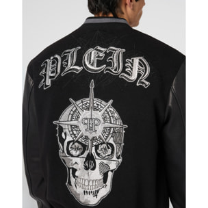 PHILIPP PLEIN Composed Varsity Bomber Tattoo Strass