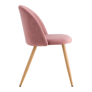 Lot de 2 chaises en velours rose et pieds en métal - Cozy