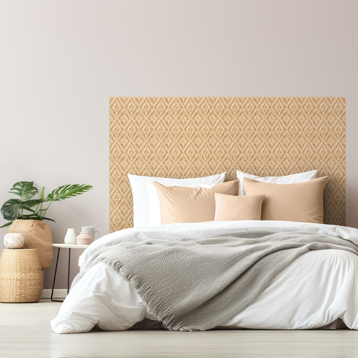 Rouleau revêtement adhésif vinyle au mètre - Sticker mural tête de lit - ROTIN TRESSAGE ÉLÉGANT