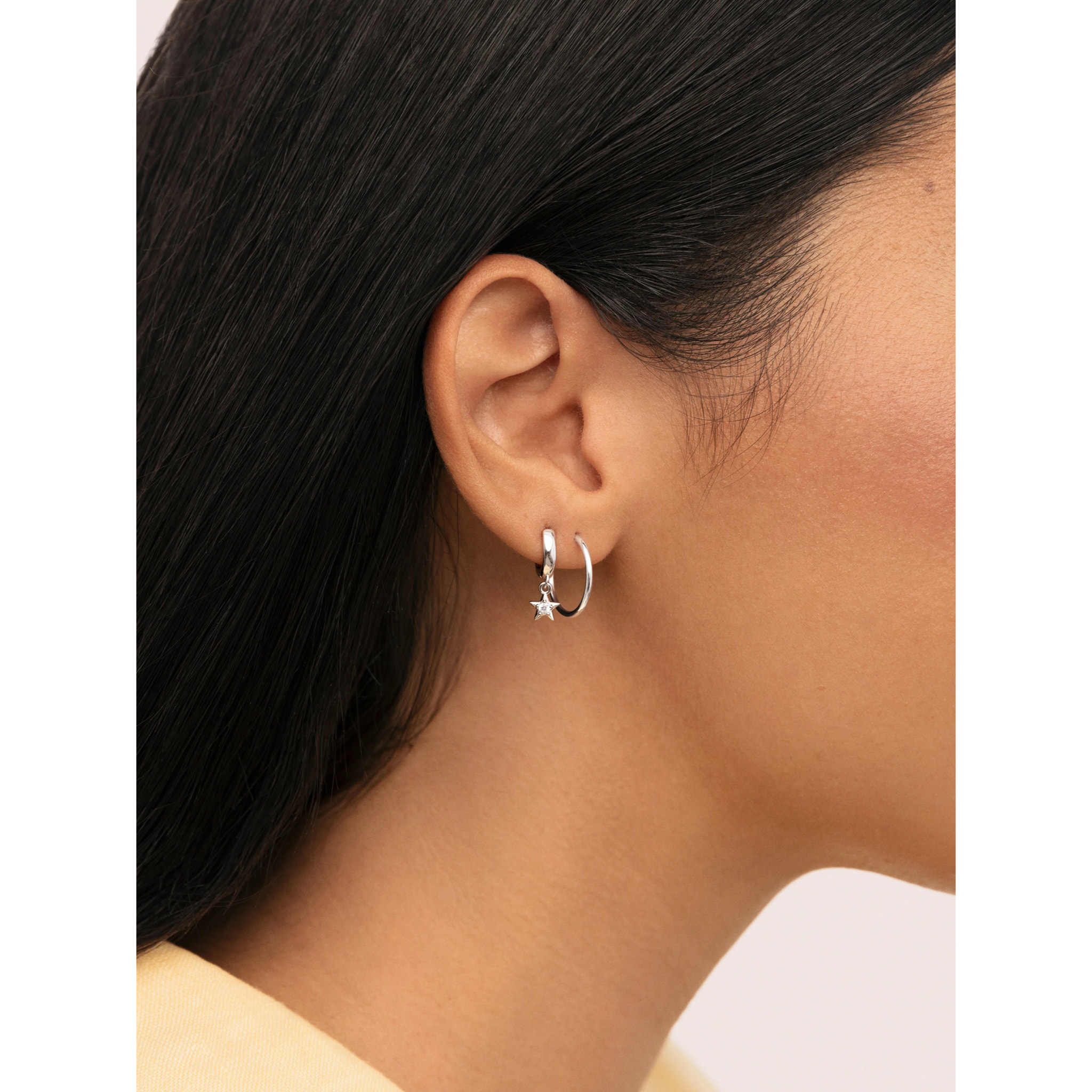 Pendiente Suelto Aro Dance Star Plata