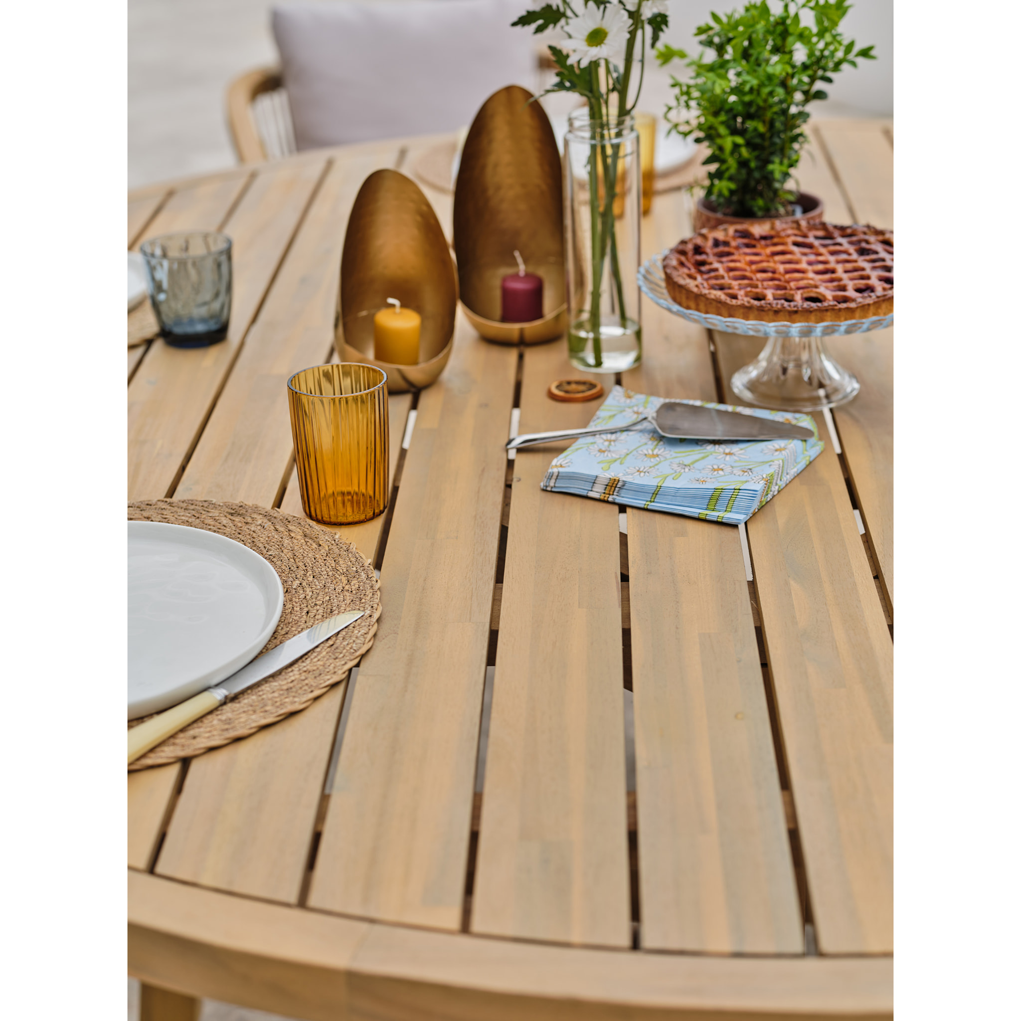 SERENA - Ensemble repas de jardin 6 places en bois d'acacia