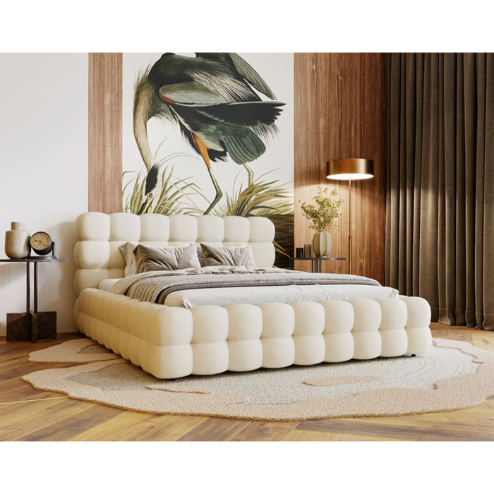 Darling - lit coffre - 140x200 cm - sommier inclus - en velours - Beige