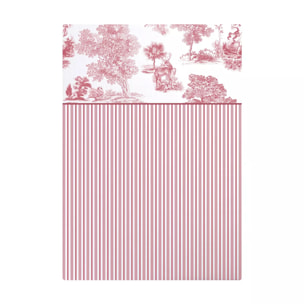 Drap plat percale de coton imprimé bordeaux Poesie rosso