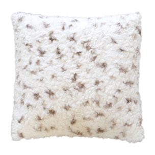 Coussin décoratif moucheté à texture bouclée et dos velours - Ecru