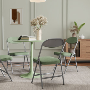 Lot de 4 chaises pliantes acier velours côtelé vert