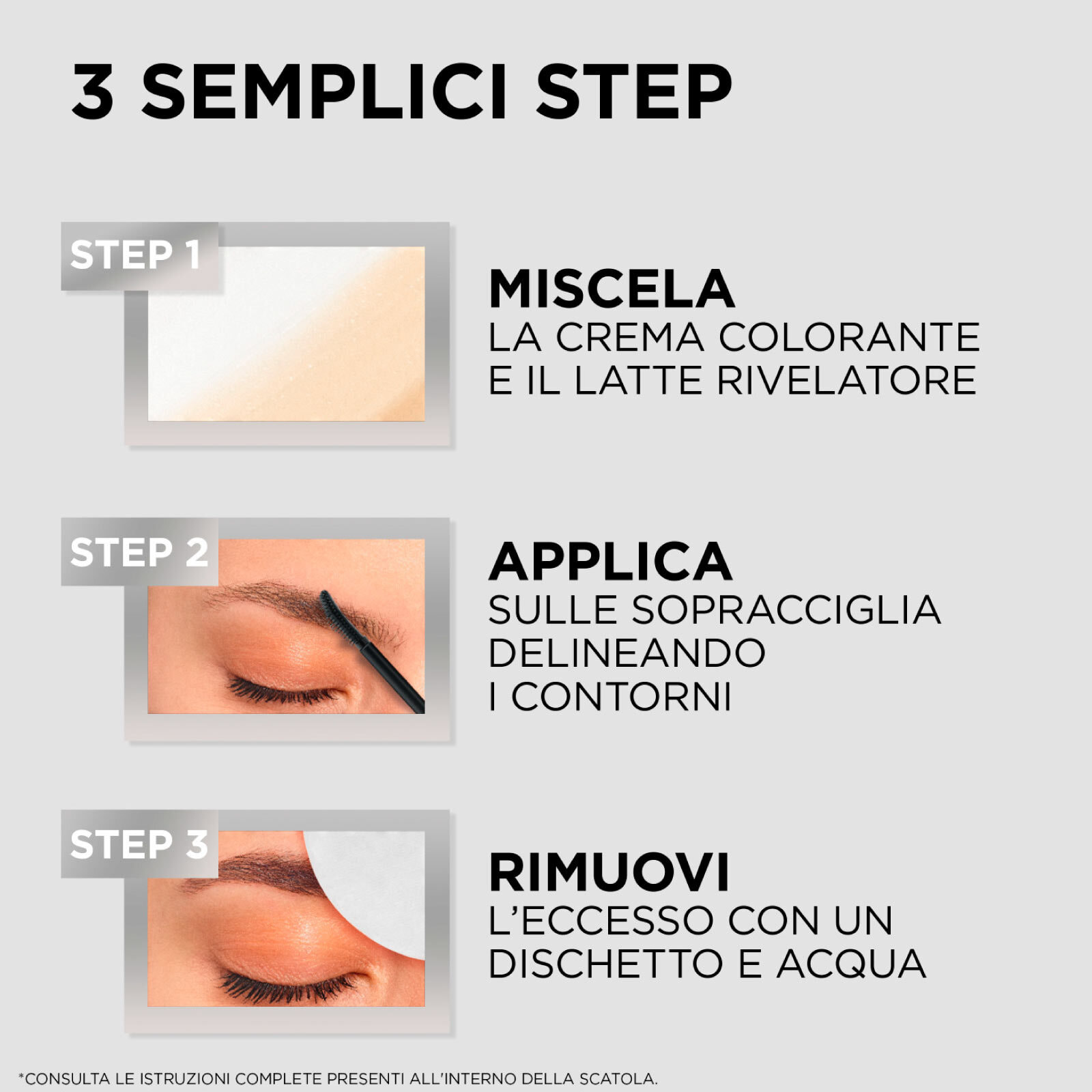 Tinta Semi Permanente per Sopracciglia 1.0 Black Brow Color Effetto Naturale Senza Ammoniaca