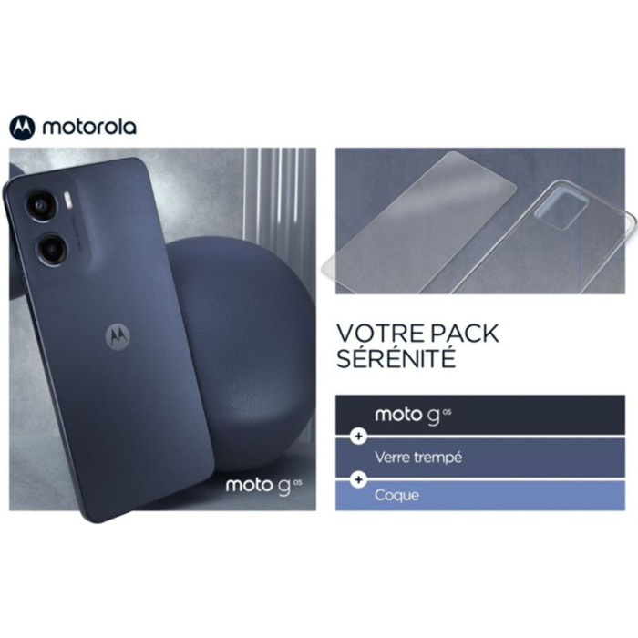 Smartphone MOTOROLA Pack G05 + coque + verre trempe