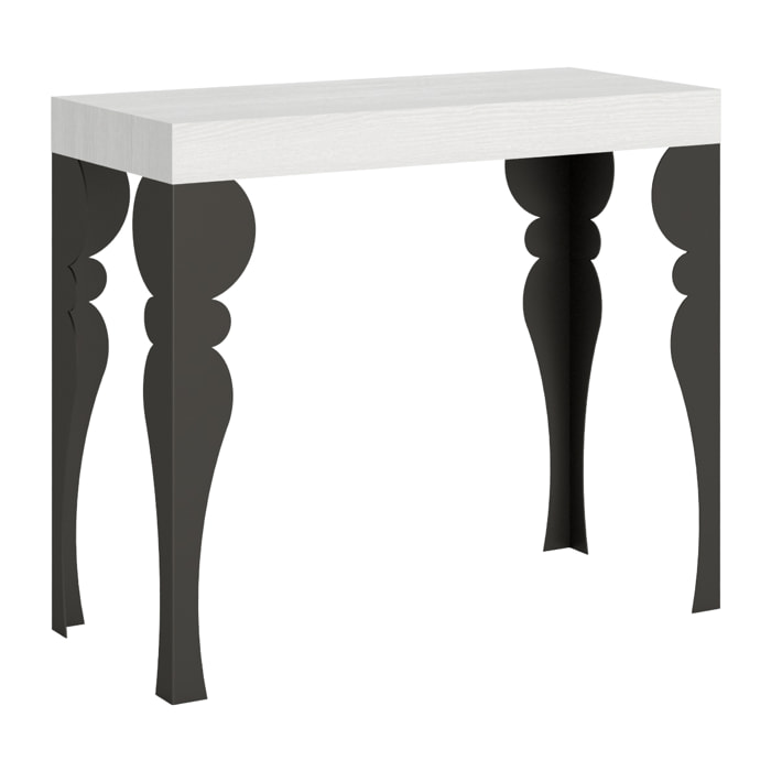 Console Paxon Small cm.90x40 (extensible à 196) Frêne Blanc cadre Anthracite