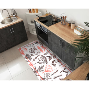 Alfombra de vinilo CERAMIKO, Plantas medicinales rojo 66x150 cm