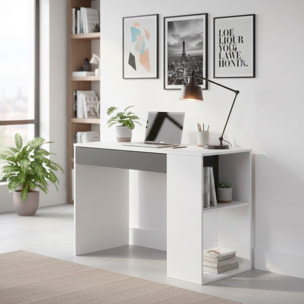 Scrivania Da Lavoro Per Computer Desk Con Cassetto Reversibile Design Moderno Ufficio Home Office Casa 73 x 101 x 50 Cm Bianco e Grigio Antracite