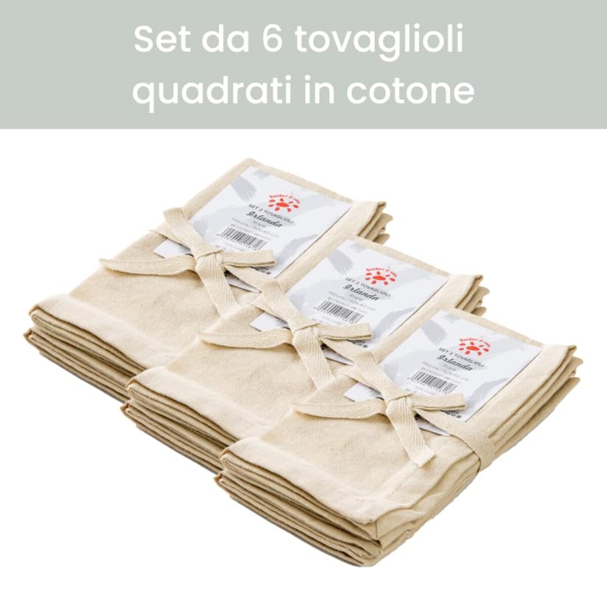 Intrecci – Set 6 tovaglioli in puro cotone 40x40 cm