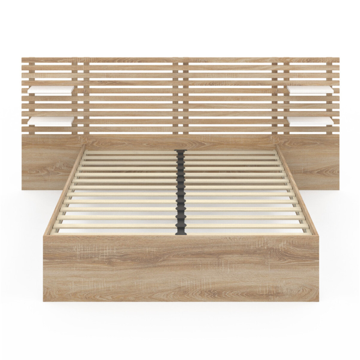 Lit Rosalia 140x190cm tête de lit tasseaux et tablettes