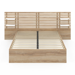 Lit Rosalia 140x190cm tête de lit tasseaux et tablettes
