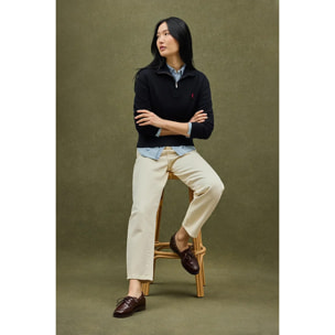 Maglione blu marino con collo a cerniera con ricamo Rigby Go