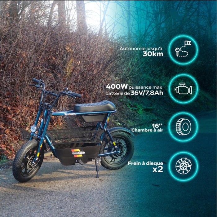 Draisienne électrique URBANGLIDE THUNDER 160 – 25 km/h, 30 km d'autonomie, Freins à disque, 16''