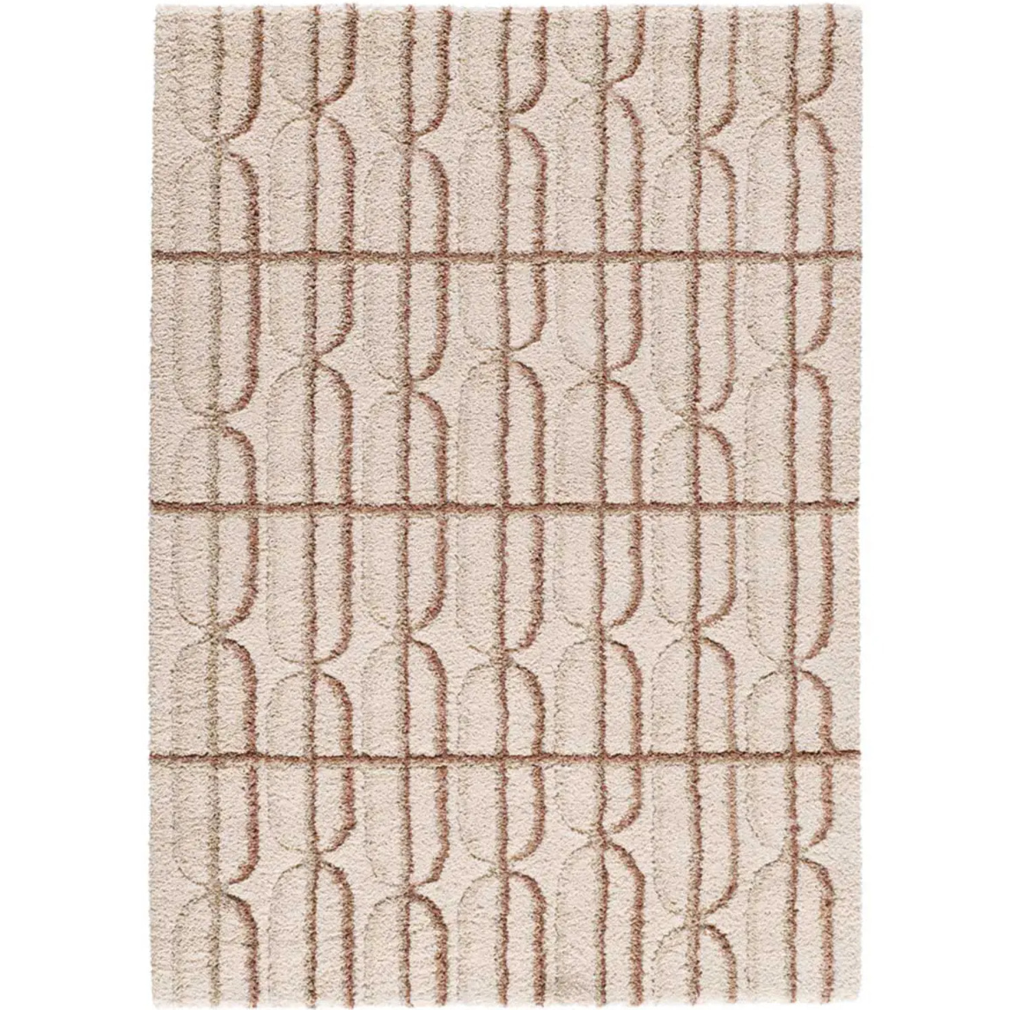 EMBER Alfombra infantil shaggy escandinava Crema y Rosa, varias medidas disponibles.