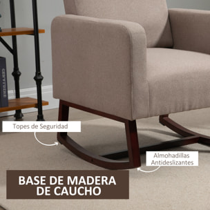 HOMCOM Silla Mecedora Tapizada en Franela Sillón Balancín Relax con Asiento Reposabrazos Acolchados y Pies de Madera de Caucho Ideal Lactancia 72x75x105 cm Marrón