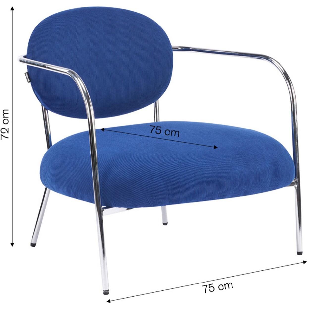 Fauteuil en velours côtelé et piètement chromé - LEON