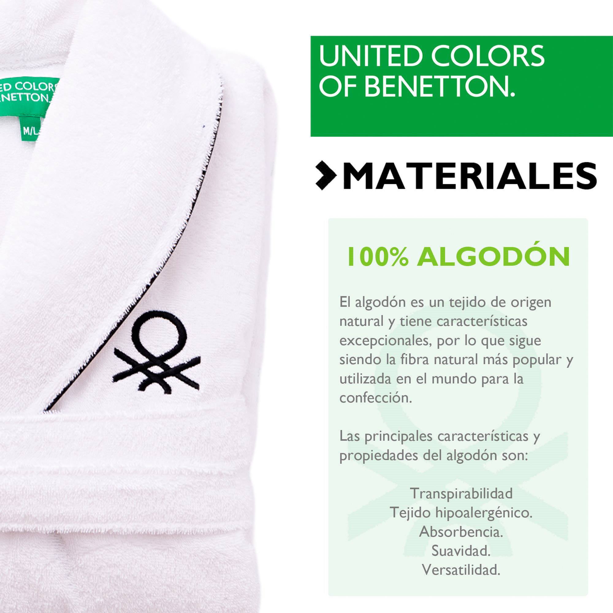 Albornoz l/xl 420gsm 100% algodón con logo bordado blanco core benetton