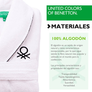 Albornoz l/xl 420gsm 100% algodón con logo bordado blanco core benetton