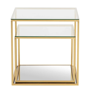 Set 2 Mesas Metal Cristal 50x50x50 45x45x35 Cm