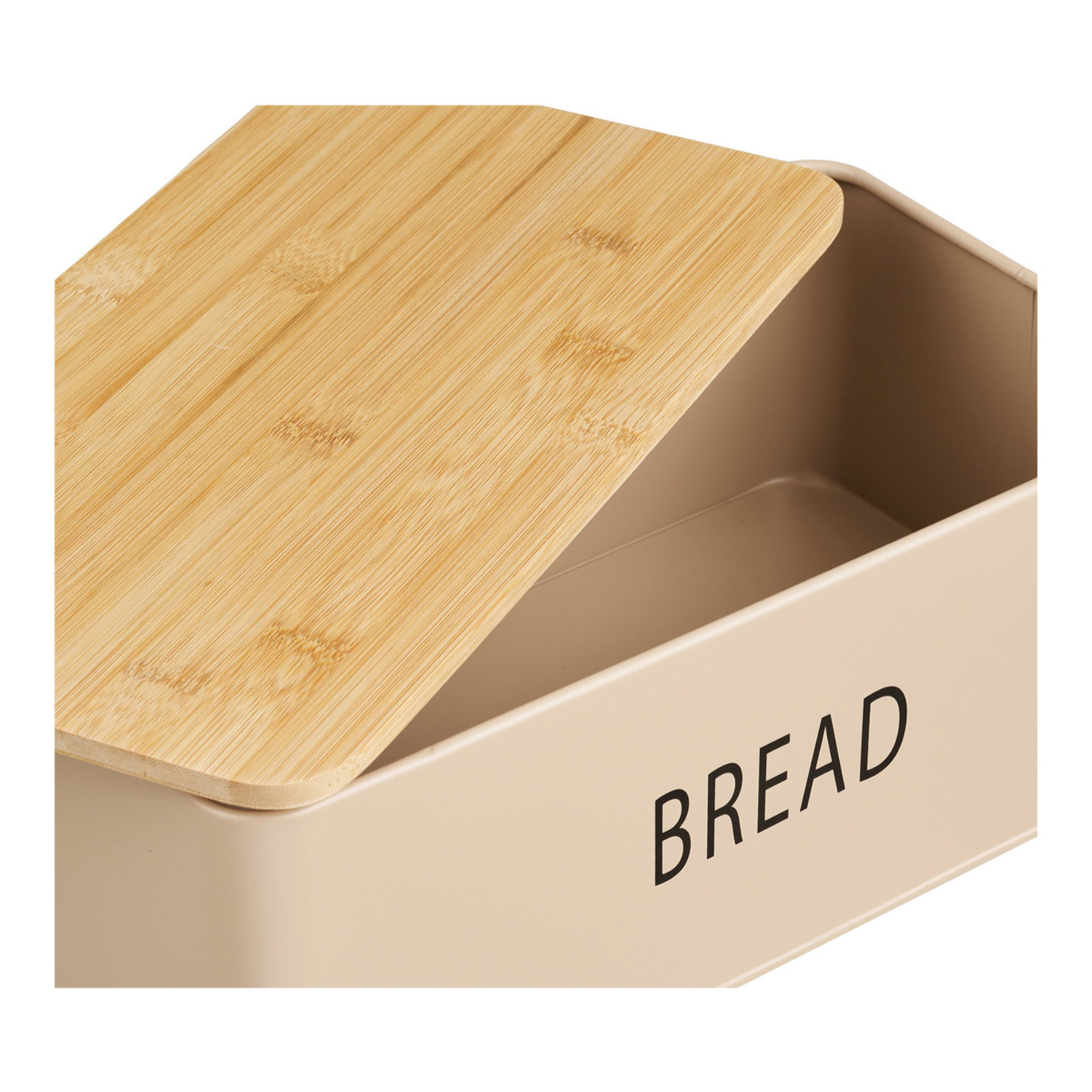 Set cucina Tula: panettiera e 3 contenitori in metallo beige e bambù