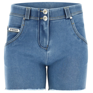 Shorts push up WR.UP® sfrangiati vita regular in denim navetta ecologico
