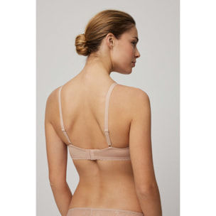 Reggiseno a triangolo imbottito senza ferretto con pizzo beige, coppe B e C