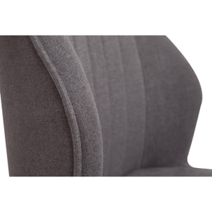 Chaises design en tissu effet velours gris et métal noir (lot de 2) FANETTE