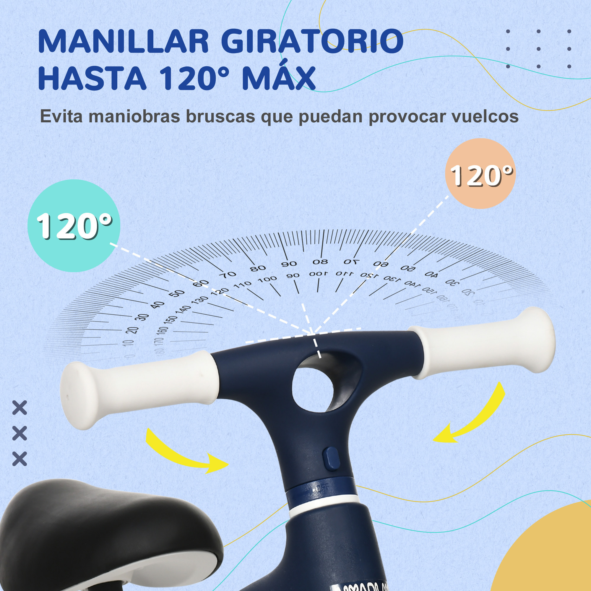 Bicicleta sin Pedales para Niños de 18-36 Meses Bicicleta de Equilibrio con Asiento Ajustable en Altura Carga 25 kg 67,5x32x44 cm Azul